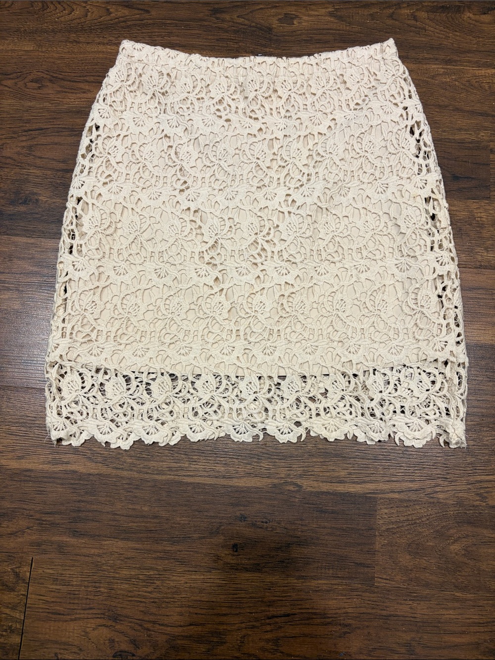Kenar Ivory Floral Lace Pencil Skirt